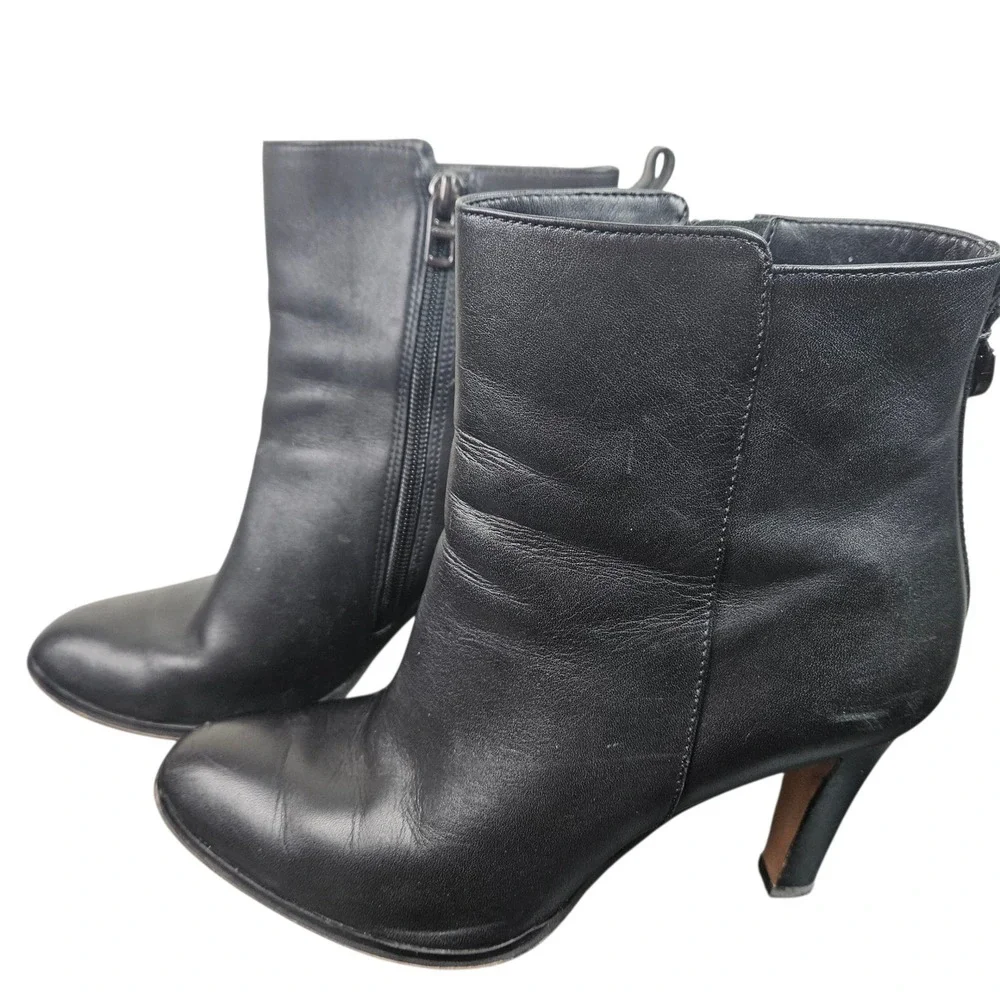 Coach Jemma Black Leather Heeled‎ Ankle Boots Size 9B
